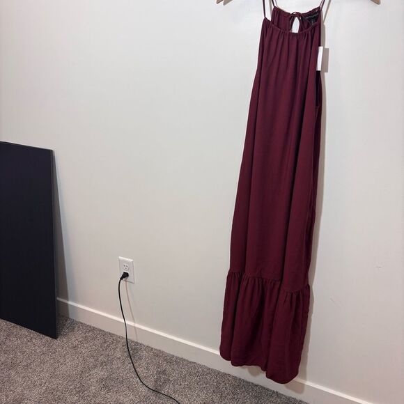 Banana Republic Halter Midi Dress NEW with tags Size Medium Tall Red Wine - Picture 3 of 14
